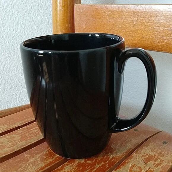 Corelle Set of 3 Black Mugs 4" tall x 3" diameter coffee tea beverage curved - Picture 4 of 10